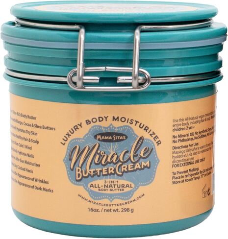 Miracle Butter Cream - 8oz. Skin/Hair Moisturizer, Quick Absorbing, Raw Vegan, Cold Pressed, Comes in 16 Scents, For Dry Skin and Eczema, Anti-Aging Formula in Saudi Arabia
