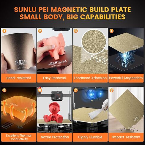 SUNLU 3D Printer Flexible Removable Magnetic Platforms，310*310mm(12.2*12.2 inch), 3D Printer Build Surface Heated Bed, For 99% FDM 3D Printer, 2 Pcs Magnetic Removeable Print Bed Sticker +1 Pcs Base in Kuwait