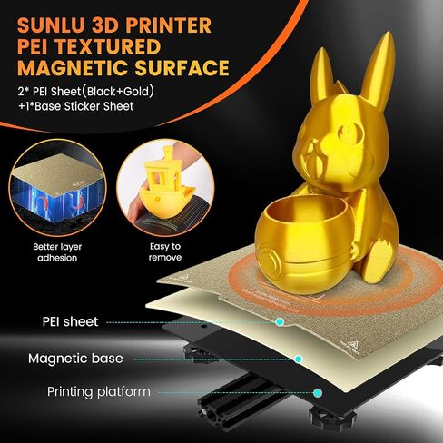SUNLU 3D Printer Flexible Removable Magnetic Platforms，310*310mm(12.2*12.2 inch), 3D Printer Build Surface Heated Bed, For 99% FDM 3D Printer, 2 Pcs Magnetic Removeable Print Bed Sticker +1 Pcs Base in Kuwait