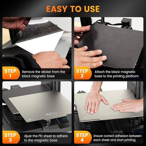 SUNLU 3D Printer Flexible Removable Magnetic Platforms，310*310mm(12.2*12.2 inch), 3D Printer Build Surface Heated Bed, For 99% FDM 3D Printer, 2 Pcs Magnetic Removeable Print Bed Sticker +1 Pcs Base in Kuwait