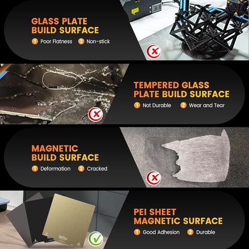 SUNLU 3D Printer Flexible Removable Magnetic Platforms，310*310mm(12.2*12.2 inch), 3D Printer Build Surface Heated Bed, For 99% FDM 3D Printer, 2 Pcs Magnetic Removeable Print Bed Sticker +1 Pcs Base in Kuwait