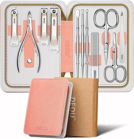 Kit Grooming Nail Clippers Set 11 in 1 Stainless Steel Professional Manicure Kit Nail Clippers Set for Women, 11pcs Luxurious Personal Care Manicure Nail Gift Set for Travel or Home in Kuwait