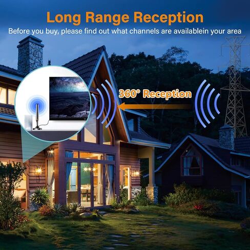 Antenna for Smart TV, Digital Antenna for TV Small Indoor Outdoor, TV Antenna for Free Local Channels with Strong Magnetic Base, Support 4K 1080p Fire TV and All Older TV -10ft Coax Cable in Saudi Arabia