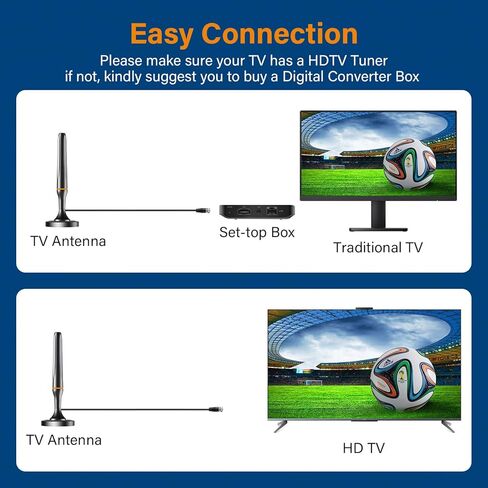 Antenna for Smart TV, Digital Antenna for TV Small Indoor Outdoor, TV Antenna for Free Local Channels with Strong Magnetic Base, Support 4K 1080p Fire TV and All Older TV -10ft Coax Cable in Saudi Arabia