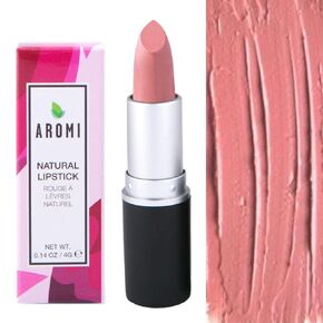 Aromi All Natural Lipstick | Moisturizing, Creamy, Satin Finish, Peachy Nude Lip Color for Women, Vegan (Naked Pink)
