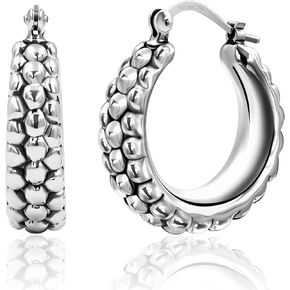 Lightweight Small Chunky Silver Hoop Earrings for Women | Nickel Free 925 Sterling Silver Hypoallergenic Earrings with Click Tops by MAX + STONE in Saudi Arabia