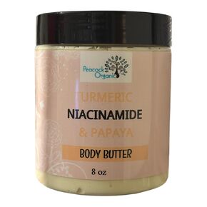 Turmeric Niacinamide & Papaya Body Butter, Hydrating Skin Cream - Nourishing Niacinamide & Papaya for Soft, Supple Skin - 8oz