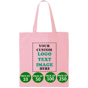 10 | 50 | 100 Pack Custom Tote Bags, Bulk Custom Logo Tote Bag, Personalized Company Logo Bags, Reusable Bags, Custom Bags for Business (Promotional White, 1 Bag)