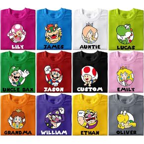 Personalized Friends Matching Tee, Customized Super Family Shirt, Birthday Shirt, Shirt Kart Shirts, Yoshi Bowser Jr Daisy Rosalina Peach Koopa Waluigi Wario Toad T Shirts