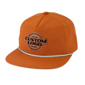 Custom Leather Patch Rope Hat, Laser Engraved for Company brand, Personalized Logo or Text (Smokeshow Camo Grey Rope)