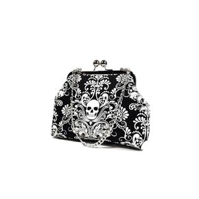 Gothic Glow-in-the-dark Damask Clutch Bag, Retro Kisslock Purse, Goth Evening Bag, Novelty Purse, Gift for Women