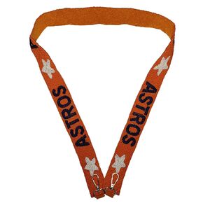 Astros Handmade Embroidery Beaded Purse Starp For Game Day, Crossbody, Handbag Replacement (astro orange)