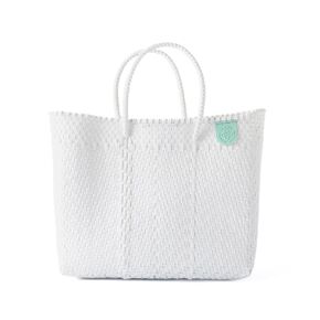 Paloma Medium Woven Crossbody Bag – Resort Collection | Recycled Plastic | Artisan Handmade in Mexico | Adjustable Strap, Mesh Pouch, Water-Resistant, Eco-Friendly Travel Purse