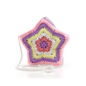 Crochet bag double-sided color stripes five-pointed star crossbody bag shoulder bag mobile phone bag coin purse star crochet pearl chain