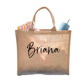 Personalized Burlap Tote, Jute Tote, Beach Tote Bag with Name, Girls Trip Gift Ideas, Bachelorette Party Favor, Cruise Trip Bags, Bridesmaid Gift Bags, Personalized Gift for her, Beach Bag 11