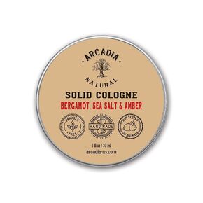 Bergamot, Sea Salt and Amber (Solid Cologne) - Handcrafted with natural oils and butters, Vegan and alcohol-Free cologne