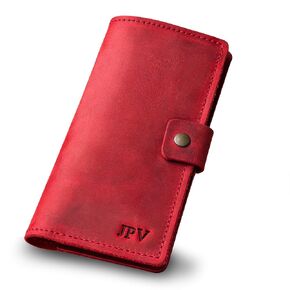 PEGAI Handmade Personalized Leather Checkbook Covers For Personal Checkbook | 100% Distressed Leather Checkbook Cover & Wallet | Business Checkbook Cover | Clark (Chestnut)