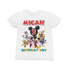 Personalized Mickey Club Birthday Shirt | T-Shirts for a Mickey Mouse House Birthday Party | Family Matching Shirts | Custom Name and Age