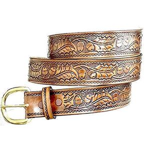 11/2" ACORN OAK LEAF Everyday CASUAL HANDMADE LEATHER BELT W BUCKLE