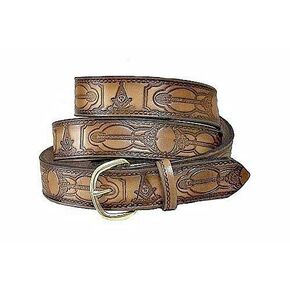 PAST MASTER MASON MASONIC CUSTOM HANDMADE LEATHER BELT 1 1/2" WIDE