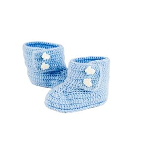"Adorable Blue Bunny Crochet Baby Boots for Boys: Cozy 9cm Comfort from Newborn to 3 Months"