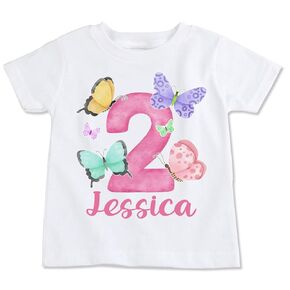 Butterfly Birthday Shirt, Butterfly Theme Party Shirt, White, All Sizes, Personalized (YS 8-10)