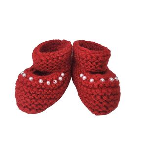 RED BABY BOOTIES 100% HANDMADE YARN KINNETED - NEWBORN 0-3 MONTHS - GREAT BABY SHOWER GIFT -CHRISTMAS BABY GIFT