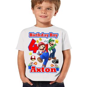 Custom Birthday Shirt with Any Name and Age on it Super Birthday Shirt Mario Birthday Shirts Cumpleanos