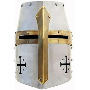 authentic crusader helmet medieval knight helmet crusader helmet replica for sale hand-crafted crusader helmet crusader helmet with chainmail crusader helmet for cosplay crusader helmet for reenactmen