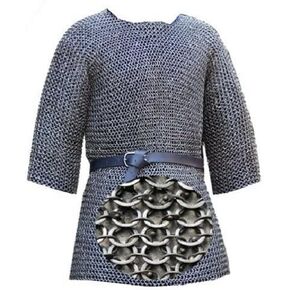 medieval Riveted Chainmail Shirt, 9mm Flat Rings, 18 Gauge Steel, Historical Reenactment Armor, Oil Finish Iron 9mm Round Riveted with Flat Washer Oil Finish Chainmail Shirt, (S)