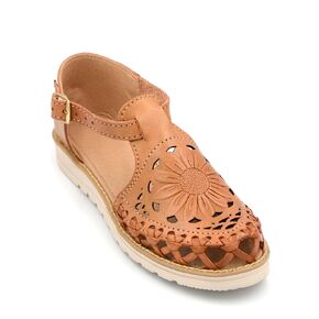Mexican Genuine Leather Laser-Cut Shoes with Ankle Strap for Women - Model Laser Sunflower (8)
