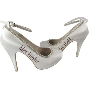 Burgundy and Ivory, Personalized High Heels with Strap