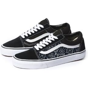 Black Old Skool x Black Bandana Pattern Custom Handmade Shoes By Patch Collection