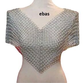 Aluminum Chainmail V Neck Crop Top for Women