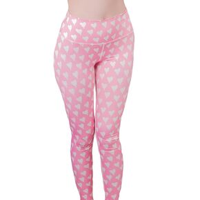 Pink Kawaii Heart-Patterned Leggings - Anime Tights for Cosplay - Yoga Pants for Women - Content Creator Outfit (XS)