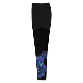 Sports Leggings Women's Galaxy Hibiscus Flower (L)