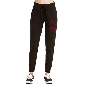 Alpha Phi Sorority Women's Jogger Sweatpants, Athletic Casual Loungewear (Black, Small)