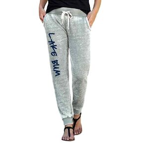 Lake Bum Women's Joggers Lake Life Pant Ultra Soft Lightweight Fleece Lined, Light Grey