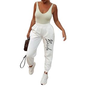 Custom Bride Sweatpants Joggers Wedding Gift Bridal Future Mrs. Honeymoon Pajamas (L)