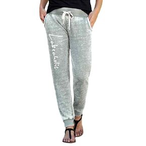 Lakeaholic Jogger Lake Life Pants Women's Soft Comfortable Lightweight Burnout Sweats Light Grey