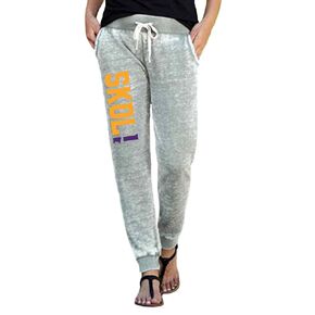Vikings Pants Joggers Skol Women's Sweats Minnesota Sparkly or Matte Ultra Soft Comfortable Lightweight Sweatpant, Gray Purple (Dark Grey/Glitter White/Purple, L)