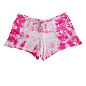 Shibori Pink Tie Dye Short Shorts, Women, Teen (XS)