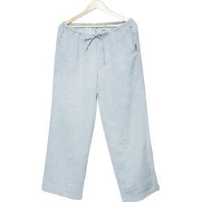 Women's Pull-On Pant, Linen cotton Casual wide Pants, Light and soft, summer pants, 5 Colors: (M, Blue)