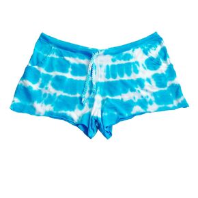 Shibori Blue Tie Dye Short Shorts, Women, Teen (XS)