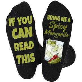 Drinking Gifts for Women Girls, Bring Me a Spicy Margarita Socks - Men's Drinking Socks, Funny Tequila Socks for Men & Women, Black Socks