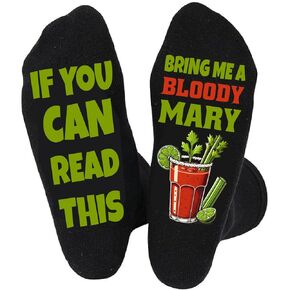 Designs by Kry Bring me a Bloody Mary Socks for Men and Women, Beverages Women's Socks, Men's Bloody Mary Crew Socks (Michelada Beer Socks)