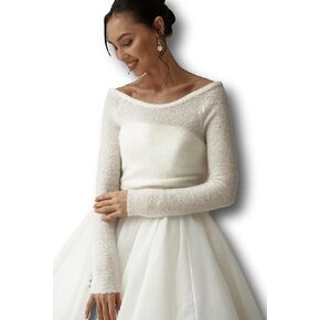 Bridal bolero, sweater for wedding dress, mohair jumper, ivory knitted sweater, cozy pullover for bride, wedding pullover, ivory bridal sweater, warm wedding shawl, bridal top (M)