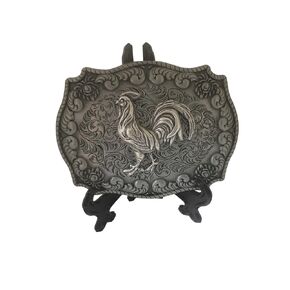 Handmade Oxidized Silver Rooster Belt Buckle