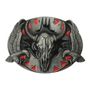 Bull Skull Belt Buckle Skeleton Skull with Horns Western Cowboy Mens Belt Buckle