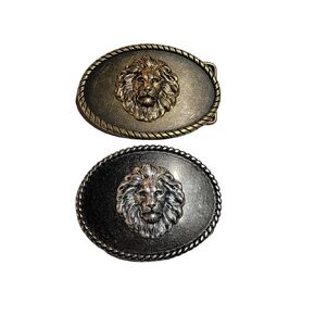 Handmade Oxidized Silver Brass Lion Belt Buckle